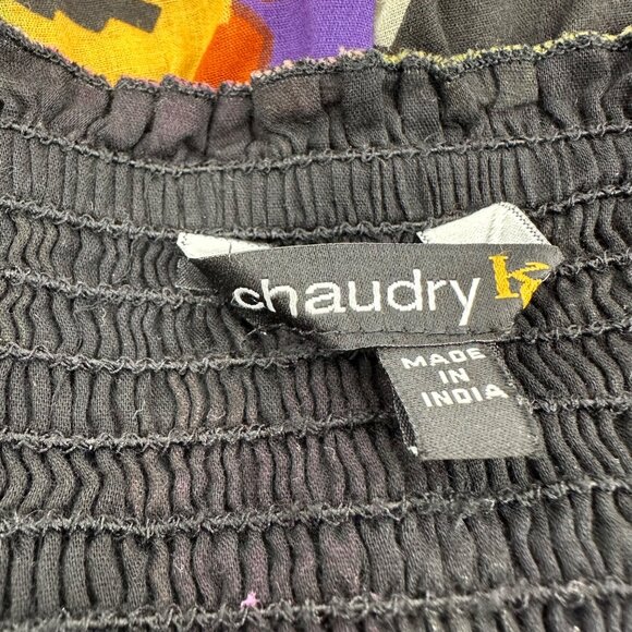 Chaudry Womens Black Multi Colored Lightweight Floral Tiered Midi Skirt Size M - Picture 7 of 10